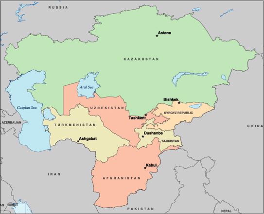 Carte d'Asie Centrale