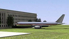 Simulation de l'arrivée de l'avion dans le Pentagone