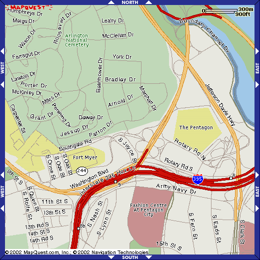 Plan des routes autour du Pentagone