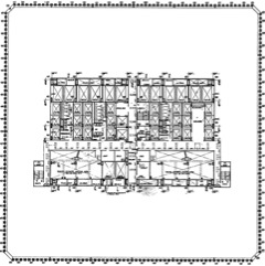 Plan d'architecte d'un étage des Tours Jumelles (réduit)