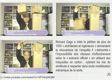 Encart du hors-série du magazine Science et pseudo-sciences consacré à la démonstration des cartons de Richard Gage (AFIS, 11 septembre 2001)