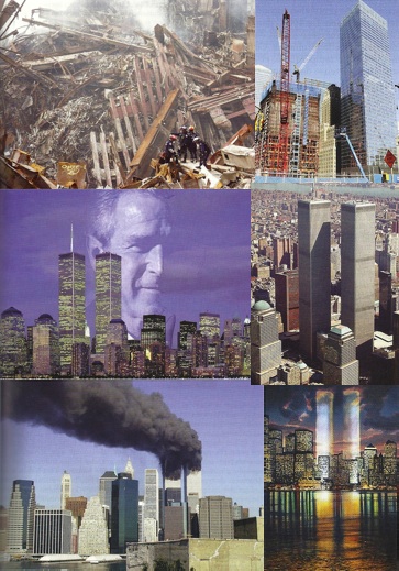 Images extraites de l'iconographie du hors-série du magazine Science et pseudo-sciences consacré aux attentats du 11 septembre 2001 : World Trade Center et Tours Jumelles (AFIS)