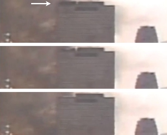 Effondrement de la partie est du toit-terrasse de la tour 7 du World Trade Center, 6,5 secondes avant son effondrement